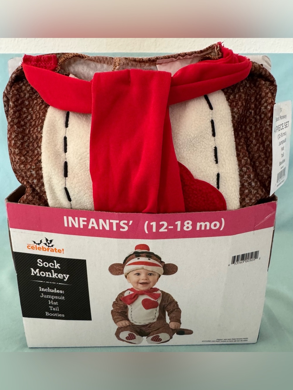 Infants Sock Monkey Costume - ( 12- 18 mo)